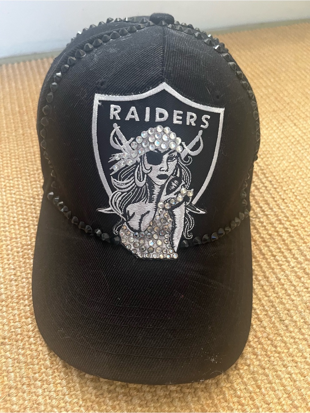 Raiders Black Rhinestone Studded Baseball Cap